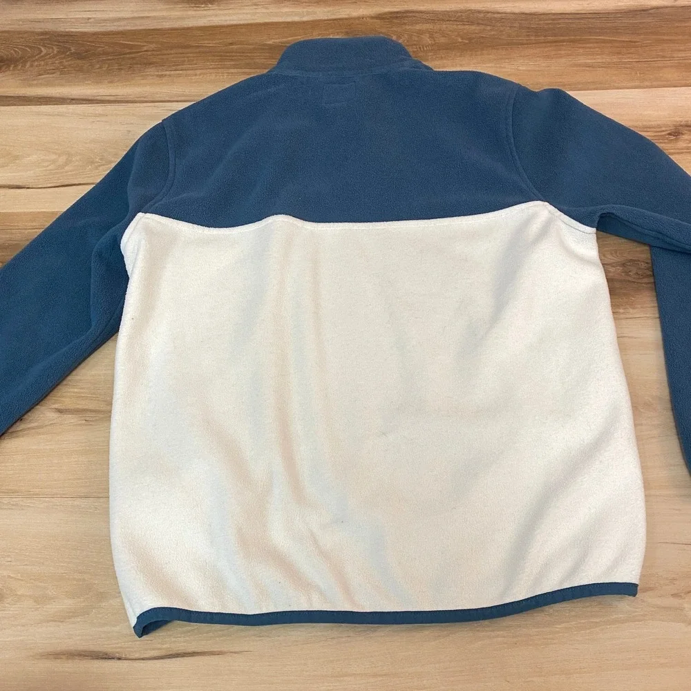 J.‎ Crew Mens Authentic Fleece Quarter Zip Pullover Colorblock Blue White Small